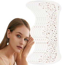 YQkangzhu 6PCS Glitter Freckles Face Tattoo, Face Glitter Speckles Patches, Glitter Face Stickers, Sparkle Freckle Tattoo, Face Sparkle Freckles Patches, Glow Up Makeup Patches Accessories for Women (6pcs-Rose Gold)