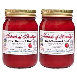 MICHAEL'S OF BROOKLYN Tomatoes & Fresh Basil Pasta Sauce, Non-GMO, Gluten Free, and Yeast Free | Fresh Tomato Sauce made with Fresh Basil, Garlic, Olive Oil, and Parsley - 16 oz (Pack of 2)