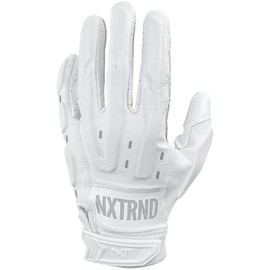 Nxtrnd G3 Pro Padded Football Gloves, Sticky Padded Receiver & Lineman Gloves (White, X-Large)