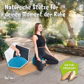 livasia Small Meditation Cushion Plain - Diameter 32 x 20 cm - Yoga Cushion with Kapok Filling, Pouf, Floor Cushion Yoga Zen Meditation, Seat Cushion for Garden Balcony, Zafu Cushion Handmade (Light