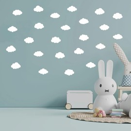 Removable Cloud Wall Decals – 52-Piece Set of 3.5 Inch Vinyl Stickers for Nursery, Toddler Room & Playroom (White)