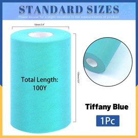 Glarks 1Pcs 15CM x 100Yards(300FT) Blue Tulle Fabric Roll, Tulle Organza Fabric Spool for DIY Tutu Skirt Baby Shower Decor Wedding Backdrop Crafts Birthday Party Supplies
