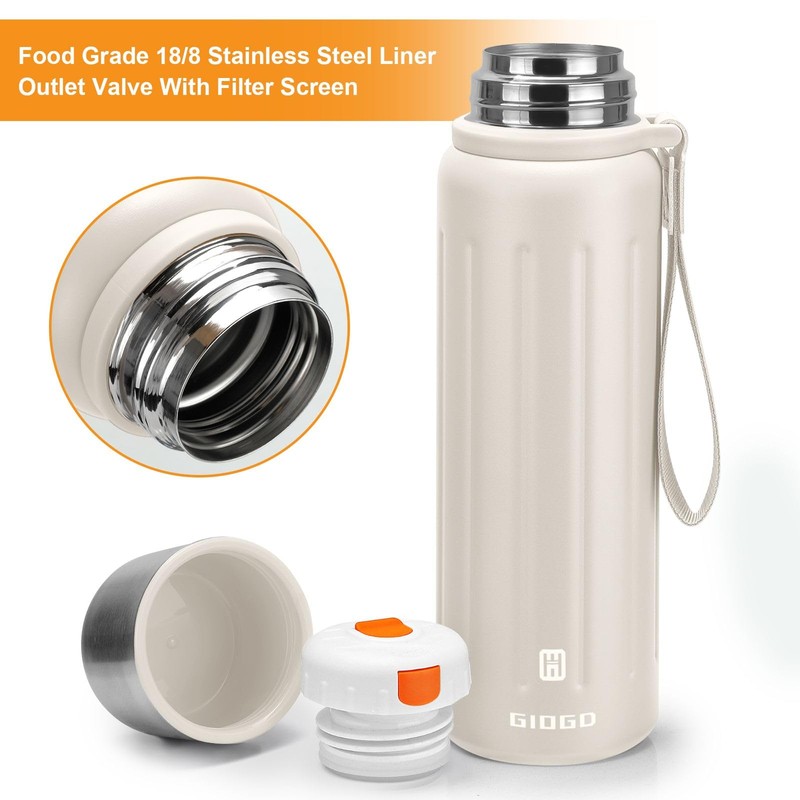 Vacuum Insulated Thermo Flasks with Cup 600ml/20.3oz Stainless Steel Thermo