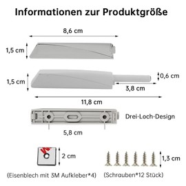 GoldRock Pressure Door Opener, Push to Open Door Opener, Grey, Pack of 4, Tip On for Doors, Soft Close Retrofitting, Soft Close Door Damper, Magnetic Catch Damper for Cabinet Doors, Magnetic Door