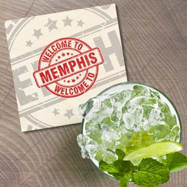 Unbranded Memphis Grunge Welcome Travel 4'' X 4'' Square Wooden Coaster