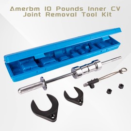 Amerbm Inner CV Joint Removal Tool Kit, 10 Pounds Heavy Duty Slide Hammer Front Wheel Drive Axle Half Shaft Removal Puller Tool Set, 63mm 48mm CV Joint Fork Adapter Attachments