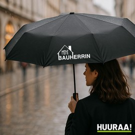Huuraa Umbrella Mini Builder Gift 98 cm Black Double Automatic Mini Builder Gift Idea