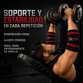 GN Fitness Coderas para gym - Coderas de compresion - Vendas de codo Gym - Coderas Gym - Brinda soporte y estabilidad a la articulacion del codo - ADIOS AL DOLOR DURANTE EL ENTRENAMIENTO