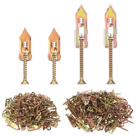 400 Pcs (200 Sets) Self Drilling Drywall Anchors with Screws, 100 Pcs Metal Self-Drilling Anchors and 100 Pcs Screws Kit, No Drill Or Holes in Wall for Fixing TV, Shelf, Cabinet, Curtains, Calligraphy