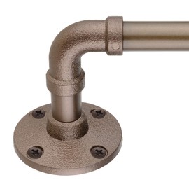 Decopolitan 5/8" Pipe Wrap Around Curtain Rod Set, 86 to 128 Inches, Dark Bronze