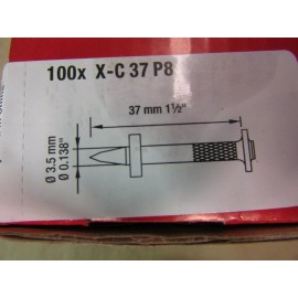 HILTI 100 ct X-C 37 P8 Premium Concrete Nail FASTENER 388537 Wall/FormWork 1-1/2
