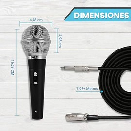 Pyle Kit de micrófono dinámico profesional de 3 piezas de micrófono cardioide unidireccional vocal, con funda de transporte duro y bolsa, soporte/clip y cable de audio XLR de 7,9 m a conexión de audio de 1/4 pulgadas (PDMICKT34)