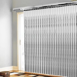 BlindDen - Vinyl Vertical Window Blinds for Home - Vertical Blinds for Sliding Glass Doors - Silver - (48" W x 36" H)