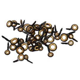 40PCS Fishing Rod Tip Repair Kit Stainless Steel Ceramic Guides Rings Fishing Rod Tip Replacement Kit for Saltwater Freshwater Black and Gold