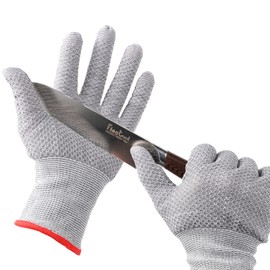 HPHST Cut Resistant Gloves for Men and Women, Work Gloves in Honeycomb Design, A5 Protective Glove, Cut Resistant Assembly Gloves, Gardening Gloves, 1 Pair, Grey, Size: 10/XL