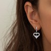 Sterling Silver Dangle Hoop Earrings Charms Lover Heart with White