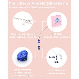 Liberty Angels - Natural stone necklace made of 925 silver and opal - pearl necklace for men and women - necklace with clasp, opal