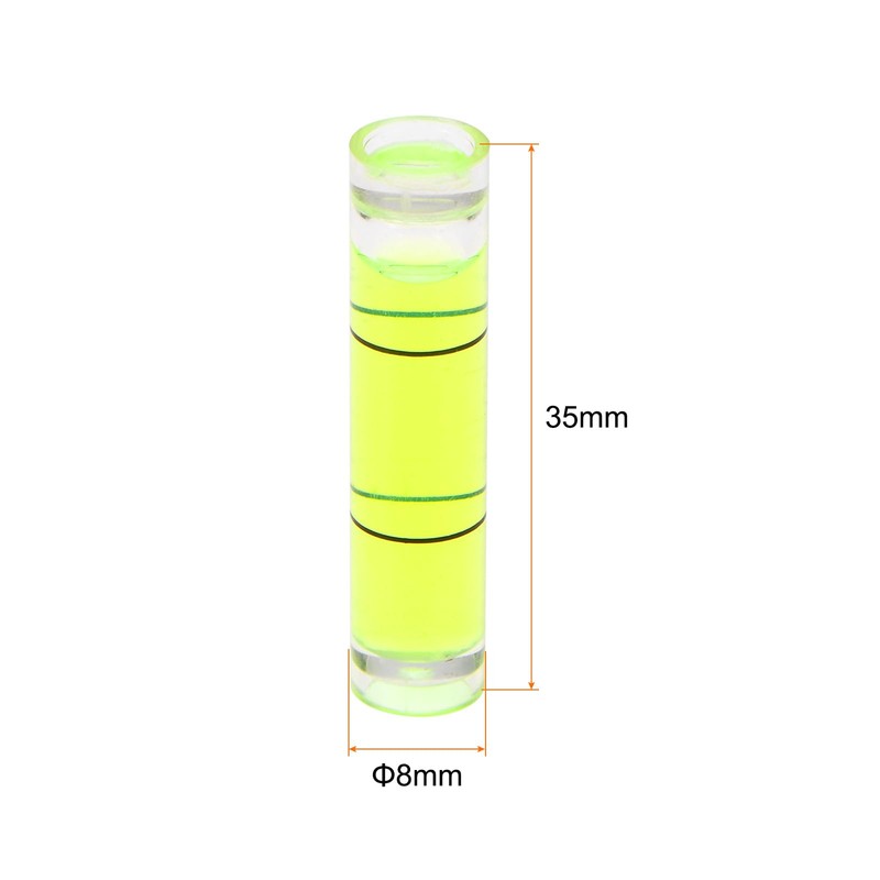 HARFINGTON 10pcs Small Cylindrical Bubble Level Vials 8x35mm PMMA Mini