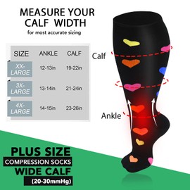 GET-FA Plus Size Compression Socks for Women Men 20-30 mmHg, Wide Calf Stockings Best Support for Circulation