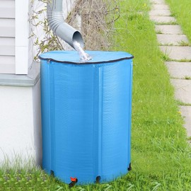 Collapsible Rain Barrel,Portable Water Storage Tank to Collect Rainwater from Gutter,Rainwater Collection System Downspout,Water Storage Tank Catcher Container with Filter Spigot(Blue,100 Gallon)