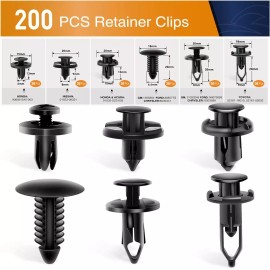 200Pcs Bumper Clips Retainer Auto Car Rivets Fastener Fender Push Pin Trim