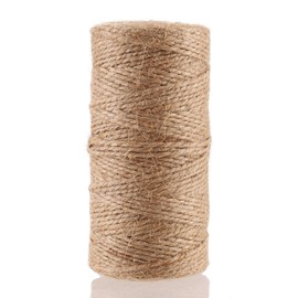 CCINEE Natural Jute Twine 328 Feet Burlap Rope String for DIY Crafts, Festive Decoration, Gift Wrapping and Gardening Applications 2mm(2 Ply)