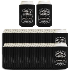 Age 40 Birthday Gifts Vintage 1982 All Original Parts 48-pack Can Coolie Drink Coolers Coolies Black