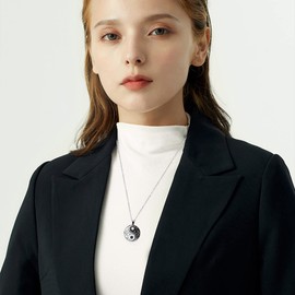 Yin Yang Pendant Necklace Chinese Philosophy Taoist Symbol Talisman Taichi Yoga Stainless Steel Charm Pendant Necklace Necklace for Women Men Girlfriend Boyfriend Valentines Birthday Thanksgiving
