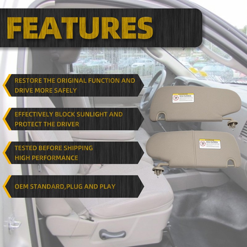Dasbecan Gray Pair Car Sun Visor Compatible with Dodge Ram