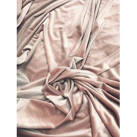SAL TEX FABRICS, Blush Mauve Stretch Velvet Fabric, Sells by The Yard Blush Mauve Color
