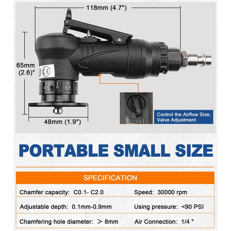 SI FANG Portable Pneumatic Chamfer Tool, for Metal Chamfering Deburring