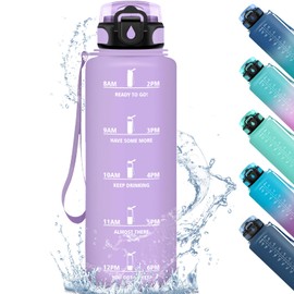 HoneyHolly Trinkflasche 1,5 Liter, Auslaufsicher, Trinkflasche Sport, Motivierende mit Zeitmarkierung, Wasserflasche, mit Filter, Trinkflasche Kohlensäure Geeignet, für Fitness Wandern Outdoor Gym