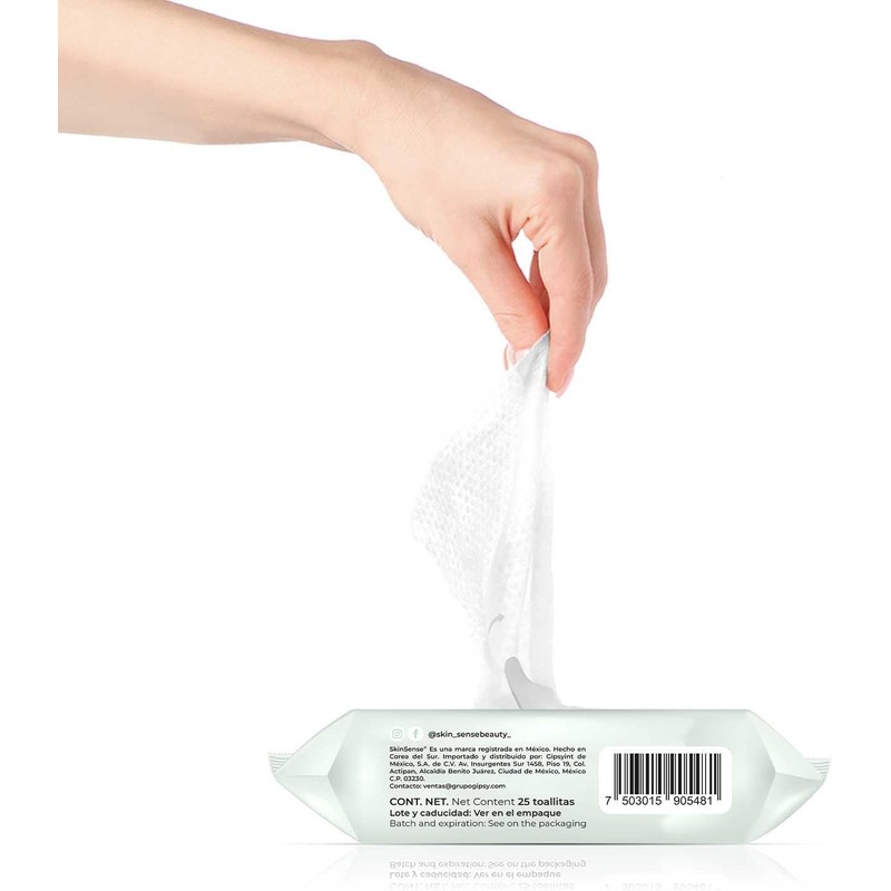 Skin Sense Toallitas Faciales Biodegradables (25 piezas) – Té Verde