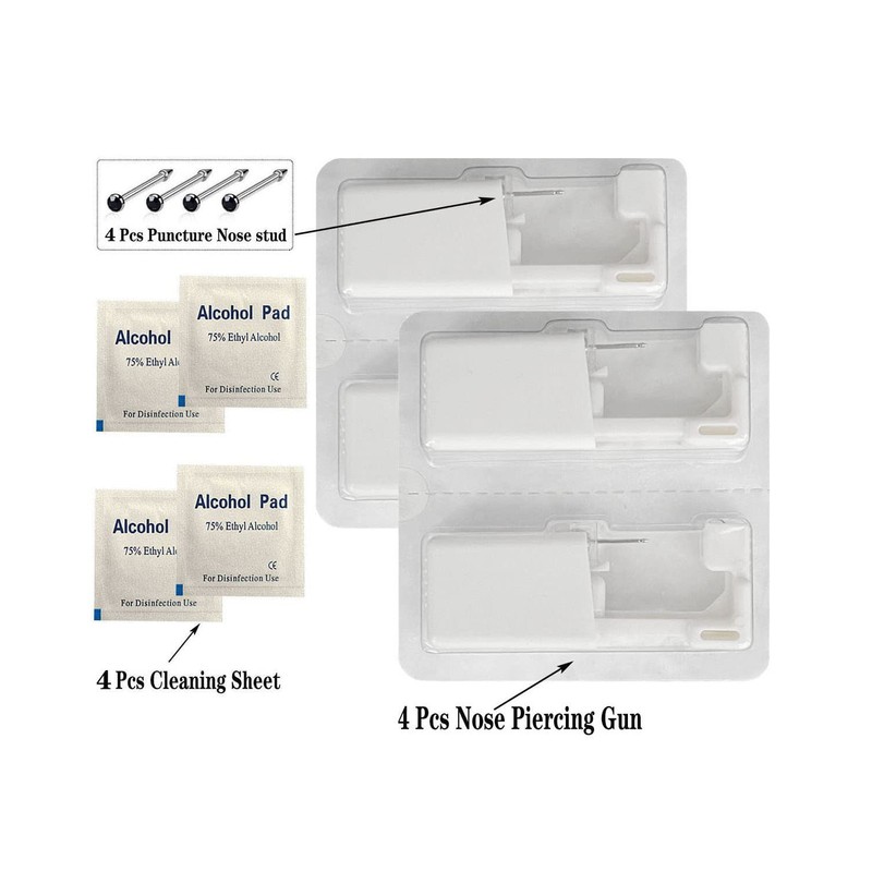 4 Pack Nose Piercing Kit, SLVIEKAE Disposable Safe Sterile Piercing