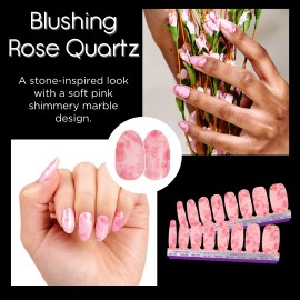 Color Street Blushing Rose Quartz Nail Polish Strips Set Pink Marble Shimmer NEW