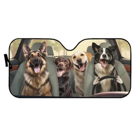 TOADDMOS Funny Border Collie Car Windshield Sunshade German Shepherd Foldable Car Front Window Sunshade for Most Sedans SUV Truck Sun Shade Blocker,Sun Heat Protection