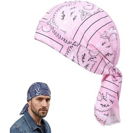 Paisley Cooling Head Scarf Cap Set, Motorcycle Pirate Head Wrap Safety Helmet Liner, Bandana Beanie