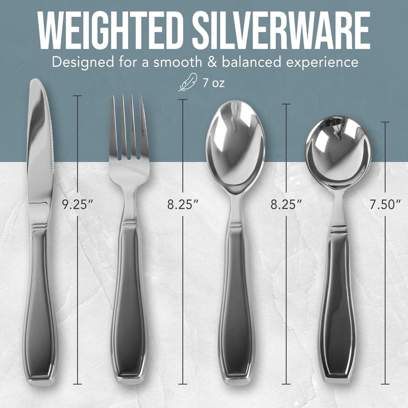 BUNMO Weighted Utensils for Hand Tremors – 4pc Adaptive Utensils