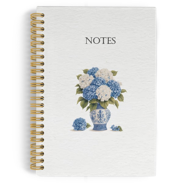 YLZlhb Chinoiserie Hydrangea Spiral Notebook Journal, Aesthetic Hydrangea Flower Notebooks