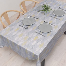 Style Decor W4702320 Tablecloth, 100% Cotton, Fashionable, Rectangle, Nordic, 56.9 x 82.7 inches (142 x 210 cm), Standard, Gray, Leaf, Simple,
