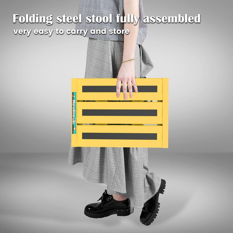 Marudina Large Platform RV Steps, 3-Level Adjustable Height Aluminum Folding