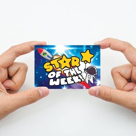 30 Space Star of the Week award cards for school teachers, wallet sized glossy reward cards
