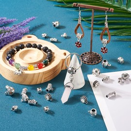 KISSITTY - 88 abalorio ovaladas de aleación de estilo tibetano para colgar abalorio espaciadoras de plata envejecida, para hacer pulseras y joyas