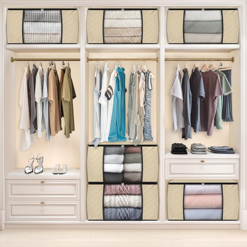 Fab totes 6 Pack Clothes Storage, Foldable Thick Fabric Blanket