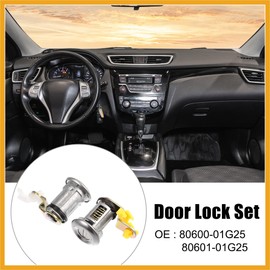 Partuto 1Pair Left Right Door Lock Set with Key for Nissan Pickup 1984-1998 Driver Passenger Side Door Lock Cylinder for Nissan D21 1986-1994 80600-01G25 80601-01G25 Replacement