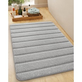 COLOR&GEOMETRY Bath Mat, Grey, Non-Slip, Washable, 44 x 76 cm, Absorbent Bath Mats for Bathroom Floor, Laundry Room, Small Bathroom Rug for Outdoor Shower/Bathtub, in Front of the Sink