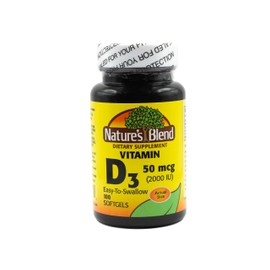 Nature's Blend Vitamin D3 50 MCG (2000 IU) Easy-to-Swallow, 100 SOFTGELS