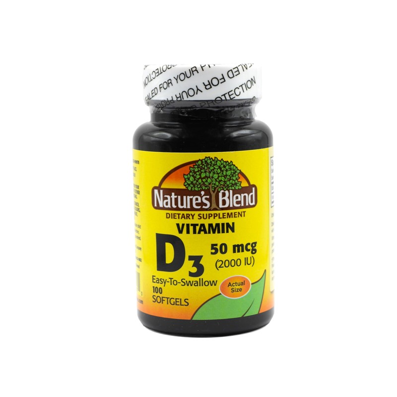 Nature's Blend Vitamin D3 50 MCG (2000 IU) Easy-to-Swallow, 100