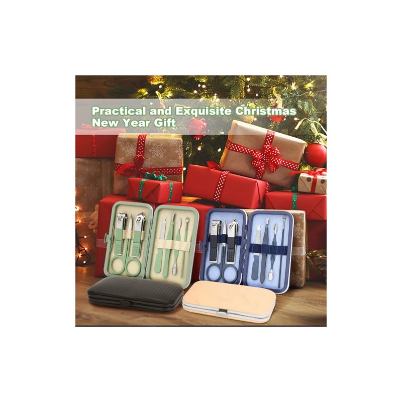 7-Piece Stainless Steel Manicure and Pedicure Set - Green