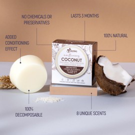 Solid Rice Protein Water Conditioner Bar Hair Soap – Conditioning Bars For Hair With All Natural Plant Based Essential Oils And Zero Waste Packaging - Use With Shampoo Bar (Coconut)